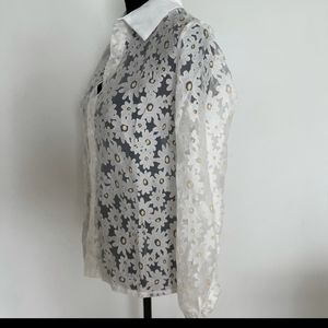 See though sexy long sleeve floral top